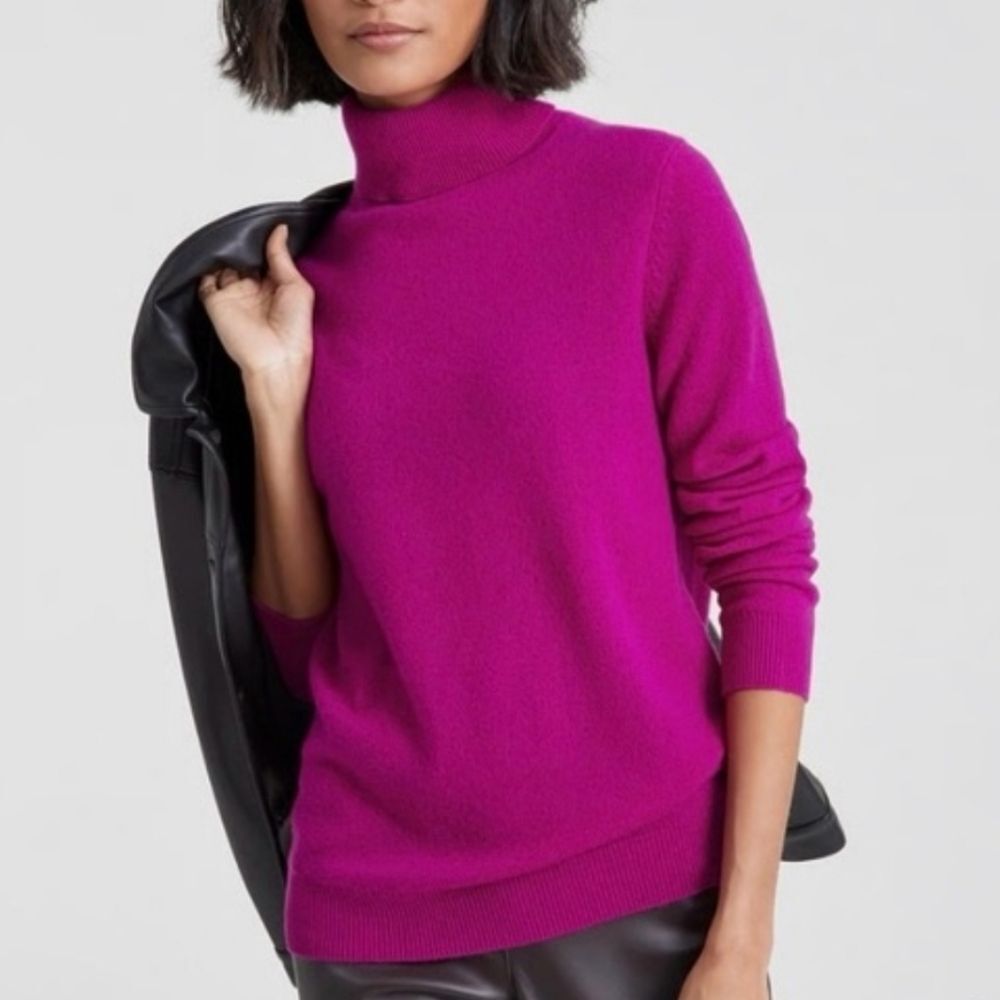 Charter Club Luxury Cashmere Turtleneck Sweater in Mulberry Hot Pink Women's XS